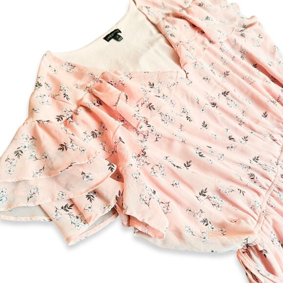 Lane Bryant Pink Ruffled Floral V-Neck Romantic Cottagecore Dainty Blouse 24 3X - Picture 3 of 11